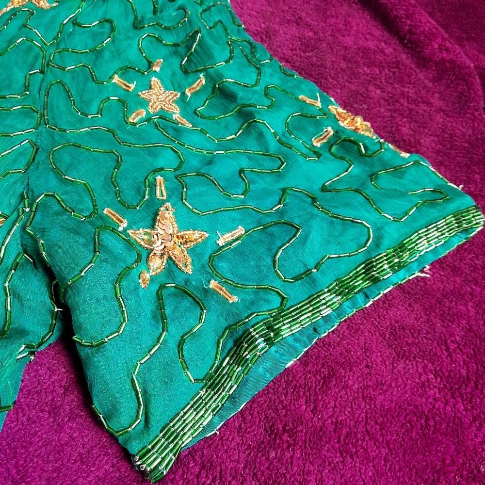 Vintage Lawrence Kazar 1X Beaded Silk Holiday Dress - Picture 7 of 15
